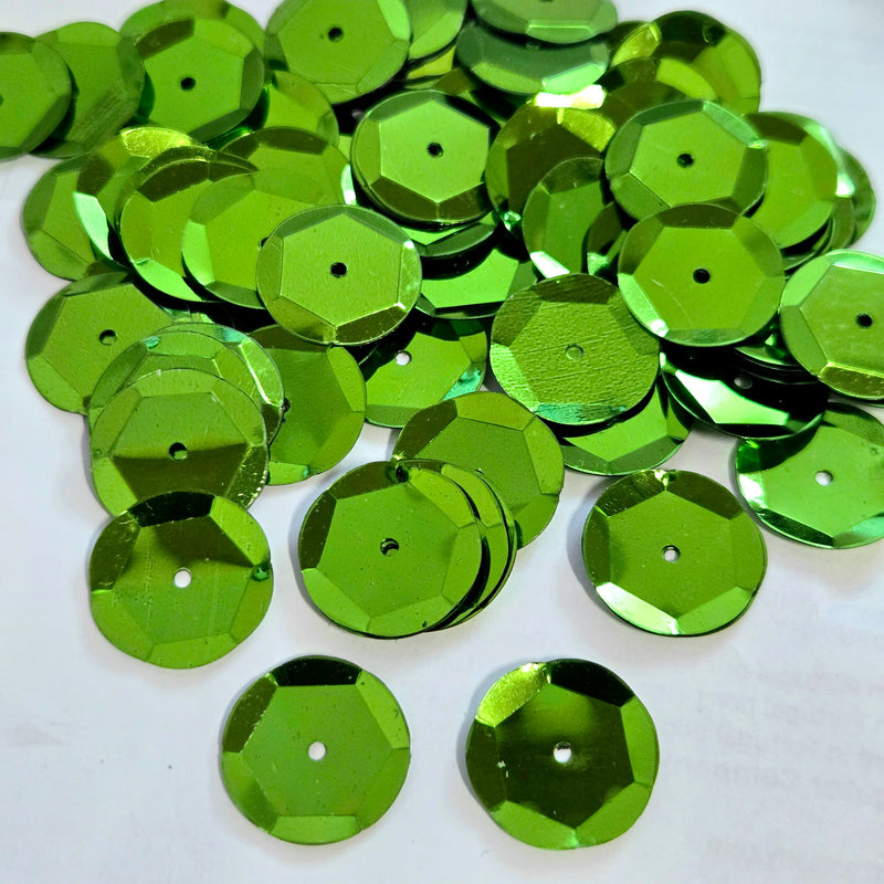 MajorCrafts 40grams 15mm Dark Olive Green Large Round Sew-On Cup Sequins