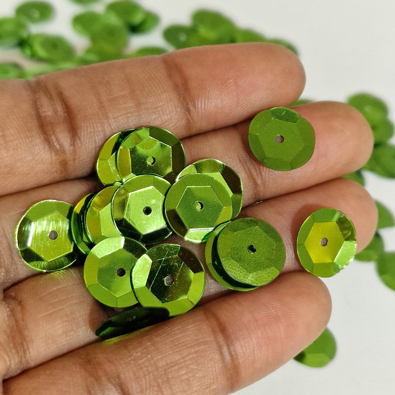 MajorCrafts 40grams 15mm Dark Olive Green Large Round Sew-On Cup Sequins