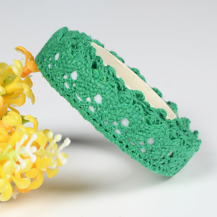 MajorCrafts 16mm 1.8metres Emerald Green Self-Adhesive Fabric Crochet Lace Washi Tape