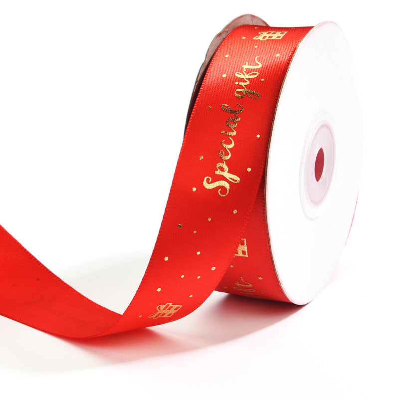 MajorCrafts 25mm 18metres Red & Gold Special Gift Satin Fabric Ribbon Roll