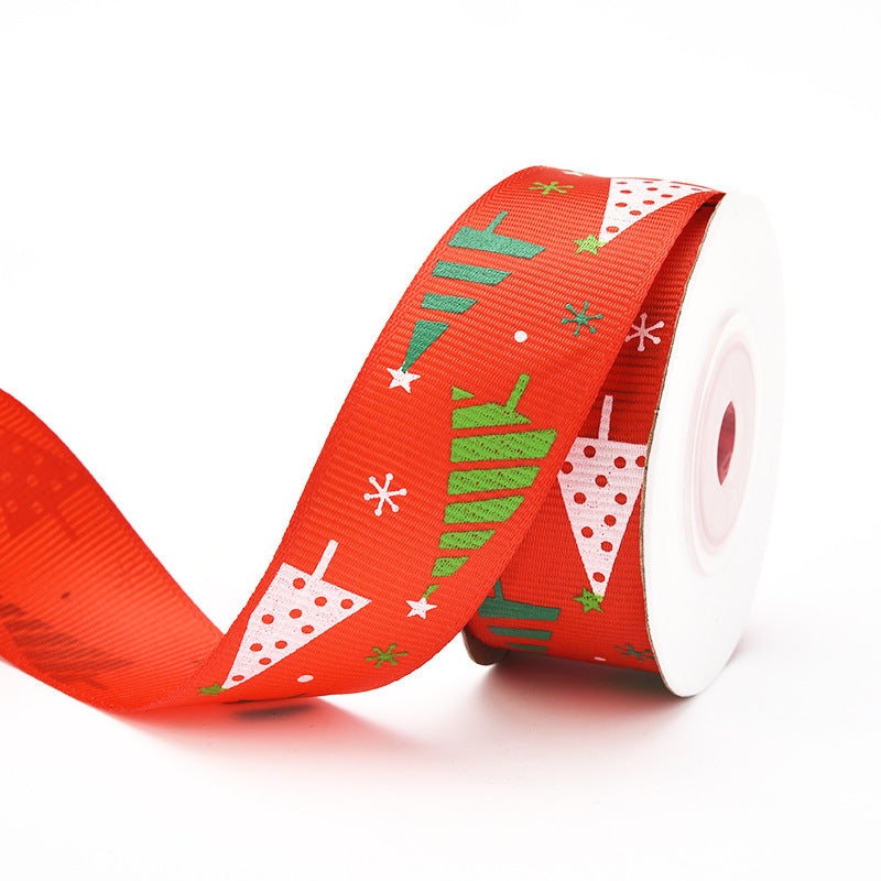 MajorCrafts 25mm 9metres Red Christmas Theme Grosgrain Fabric Ribbon Roll G01