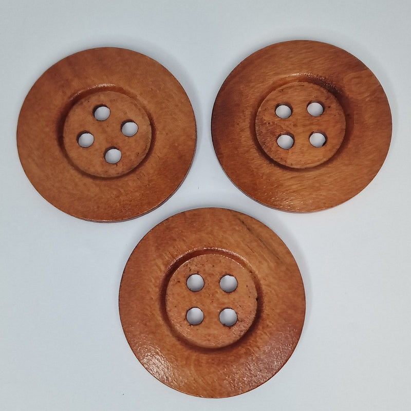 MajorCrafts 10pcs 50mm Ginger Brown Round 4 Holes Large Wooden Sewing Buttons
