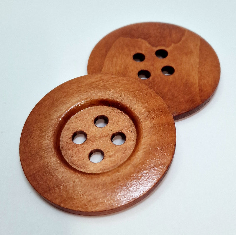 MajorCrafts 10pcs 50mm Ginger Brown Round 4 Holes Large Wooden Sewing Buttons