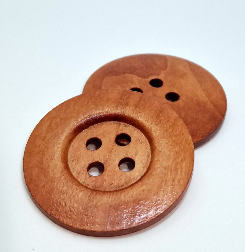 MajorCrafts 10pcs 50mm Ginger Brown Round 4 Holes Large Wooden Sewing Buttons