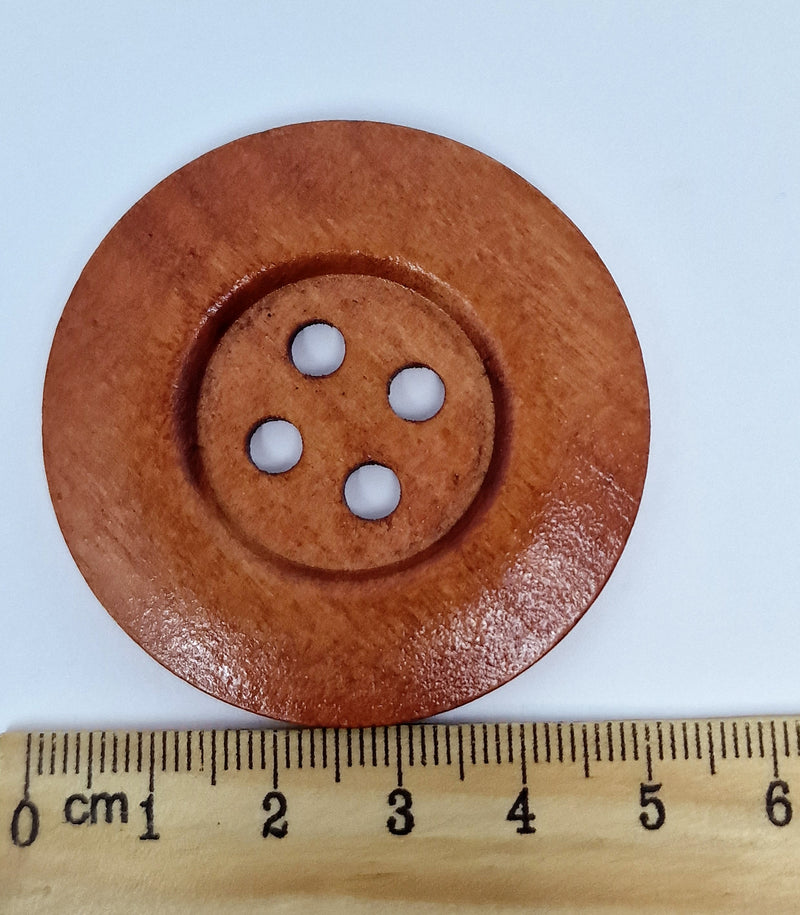 MajorCrafts 10pcs 50mm Ginger Brown Round 4 Holes Large Wooden Sewing Buttons