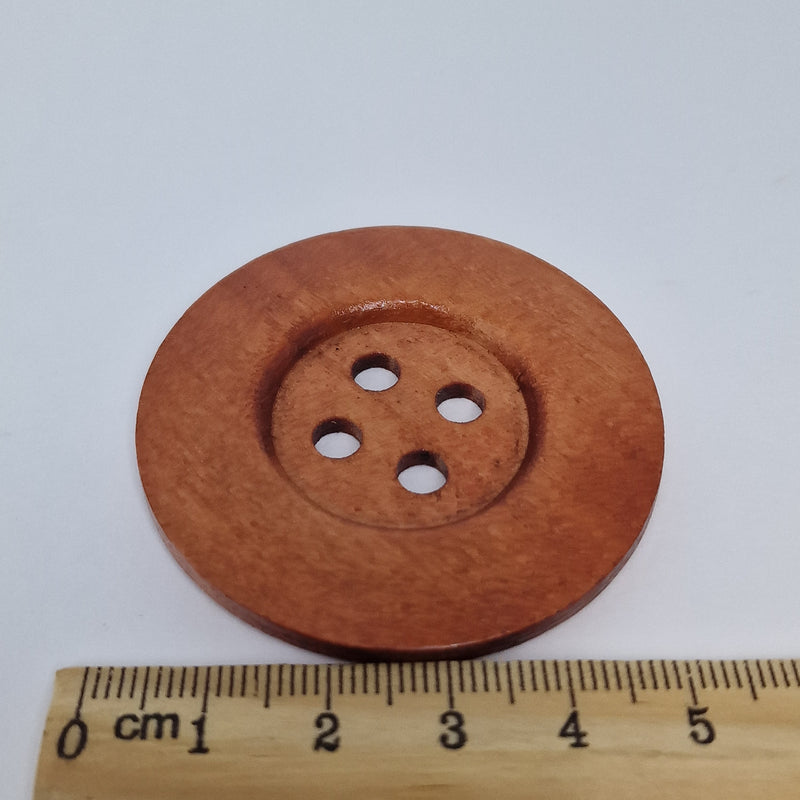 MajorCrafts 10pcs 50mm Ginger Brown Round 4 Holes Large Wooden Sewing Buttons