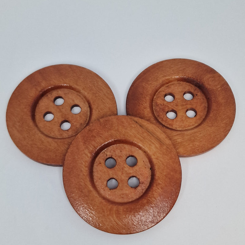MajorCrafts 10pcs 50mm Ginger Brown Round 4 Holes Large Wooden Sewing Buttons