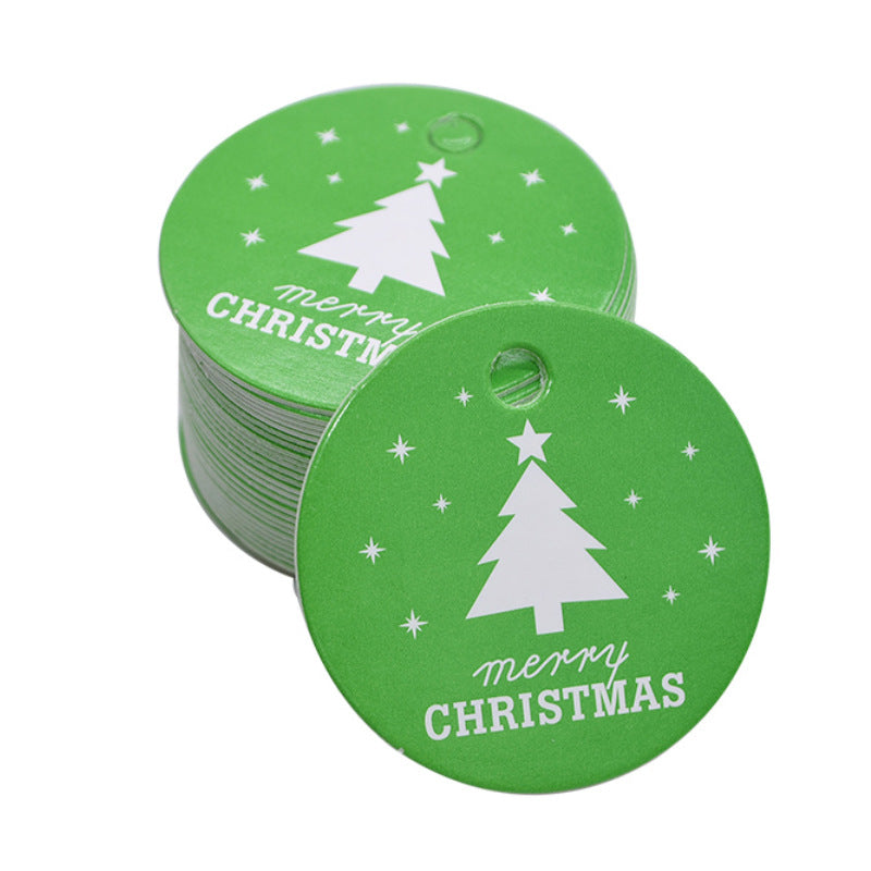 MajorCrafts 50pcs Green 4.3cm Round Christmas Theme Gift Tags