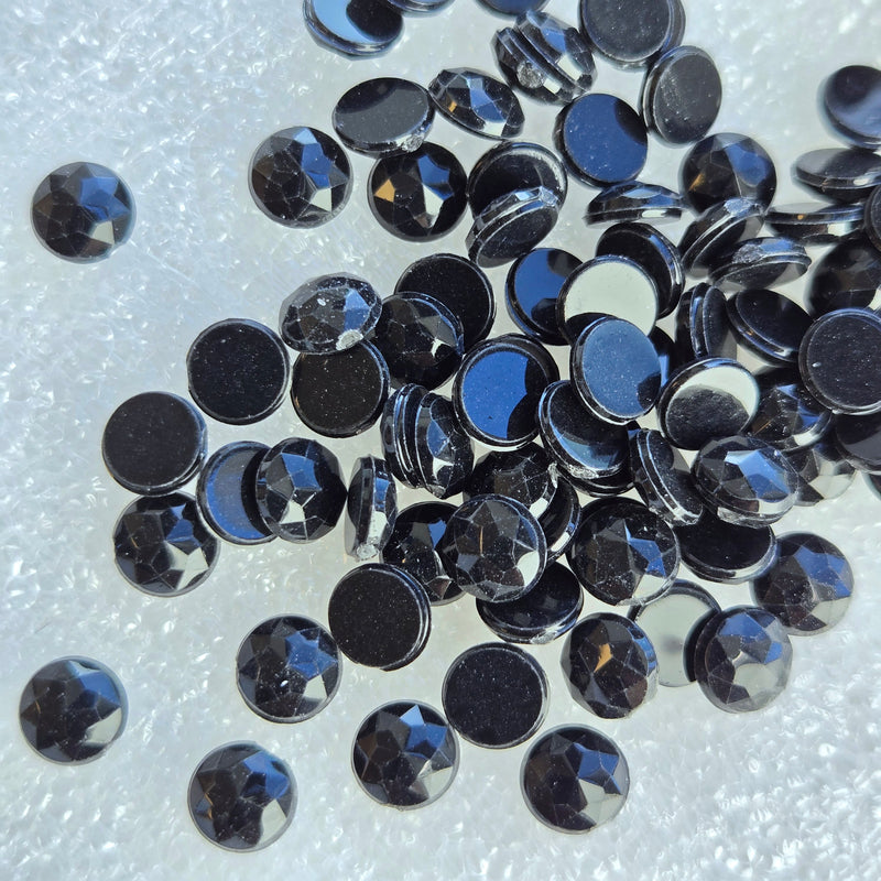 MajorCrafts 480pcs 6mm Jet Black Facets Flat Back Round Acrylic Rhinestones