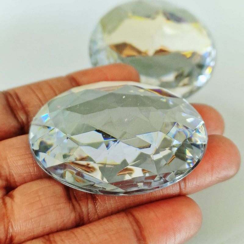 MajorCrafts 2pcs 52mm Crystal Clear Star Facets Flat Back Round Extra Large Acrylic Rhinestones A01