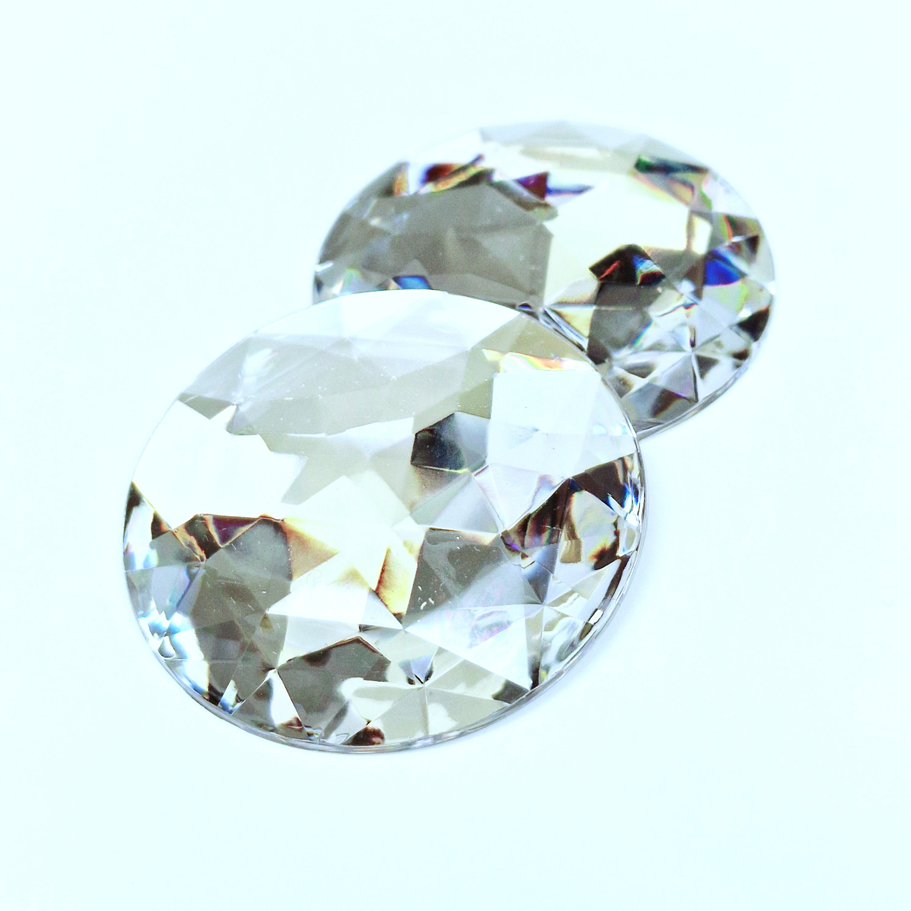 MajorCrafts 2pcs 52mm Crystal Clear Star Facets Flat Back Round Extra Large Acrylic Rhinestones A01
