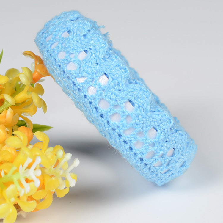 MajorCrafts 16mm 1.8metres Light Blue Self-Adhesive Fabric Crochet Lace Washi Tape