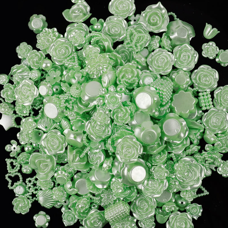 MajorCrafts 50g Green Mixed Shapes Resin Pearl Embellishments