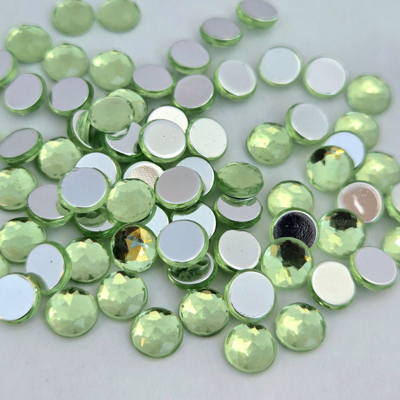 MajorCrafts 480pcs 6mm Light Green Star Facets Flat Back Round Acrylic Rhinestones