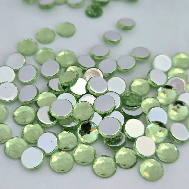 MajorCrafts 480pcs 6mm Light Green Star Facets Flat Back Round Acrylic Rhinestones