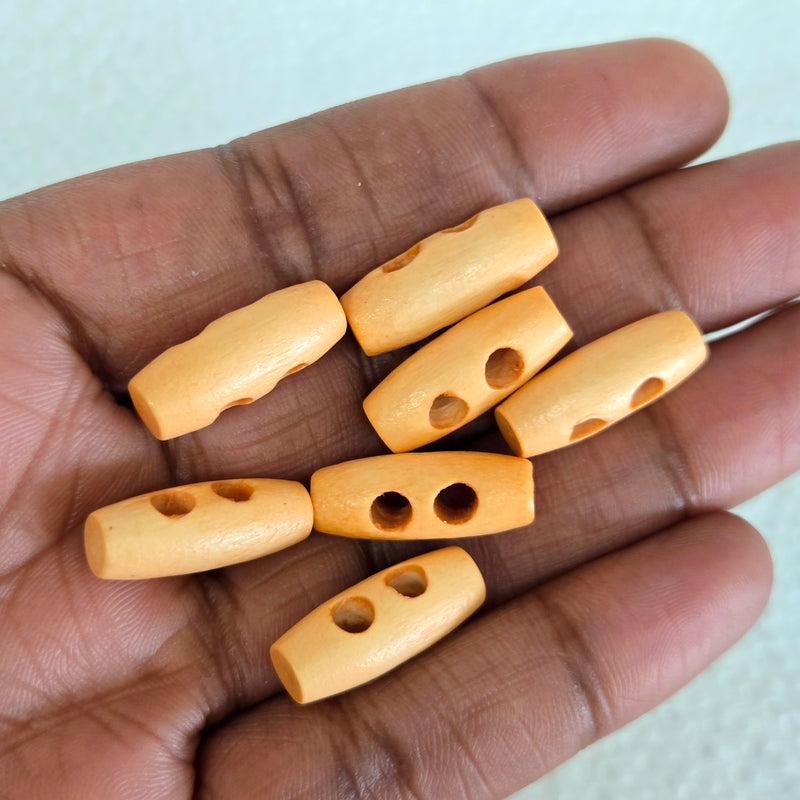 MajorCrafts 40pcs 20mm Light Orange Brown 2 Holes Sewing Oval Toggle Wood Buttons