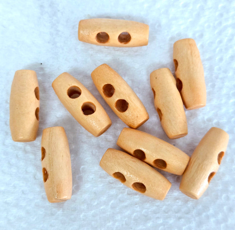 MajorCrafts 40pcs 20mm Light Orange Brown 2 Holes Sewing Oval Toggle Wood Buttons