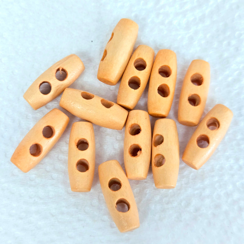 MajorCrafts 40pcs 20mm Light Orange Brown 2 Holes Sewing Oval Toggle Wood Buttons