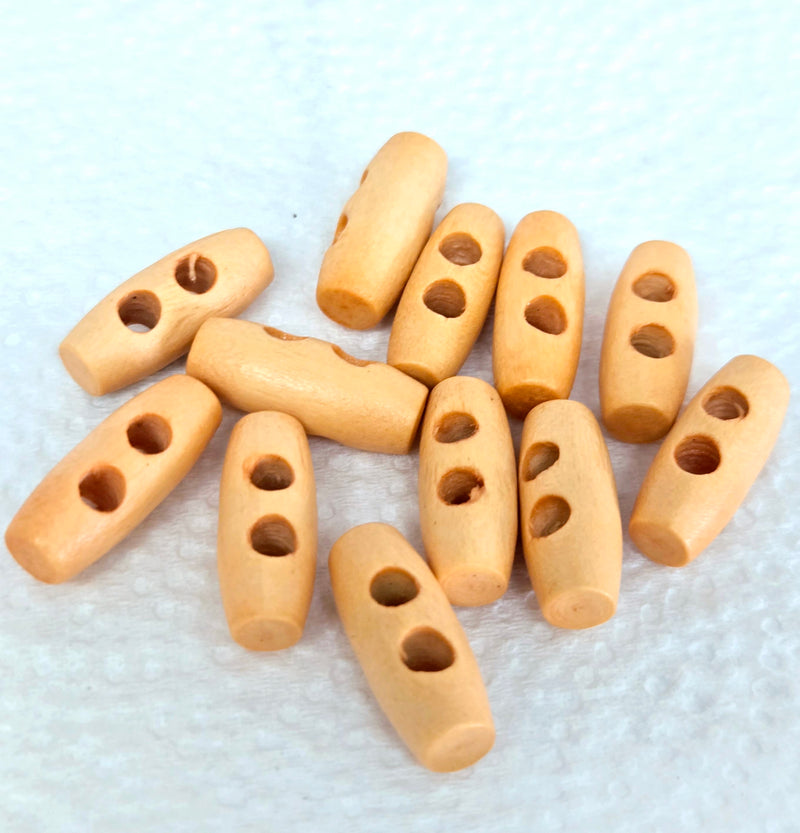 MajorCrafts 40pcs 20mm Light Orange Brown 2 Holes Sewing Oval Toggle Wood Buttons
