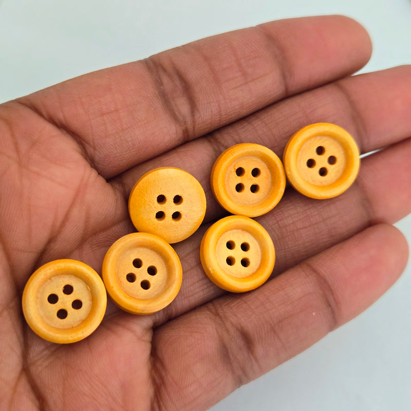 MajorCrafts 44pcs 15mm Light Orange Brown Round 4 Holes Wood Sewing Buttons
