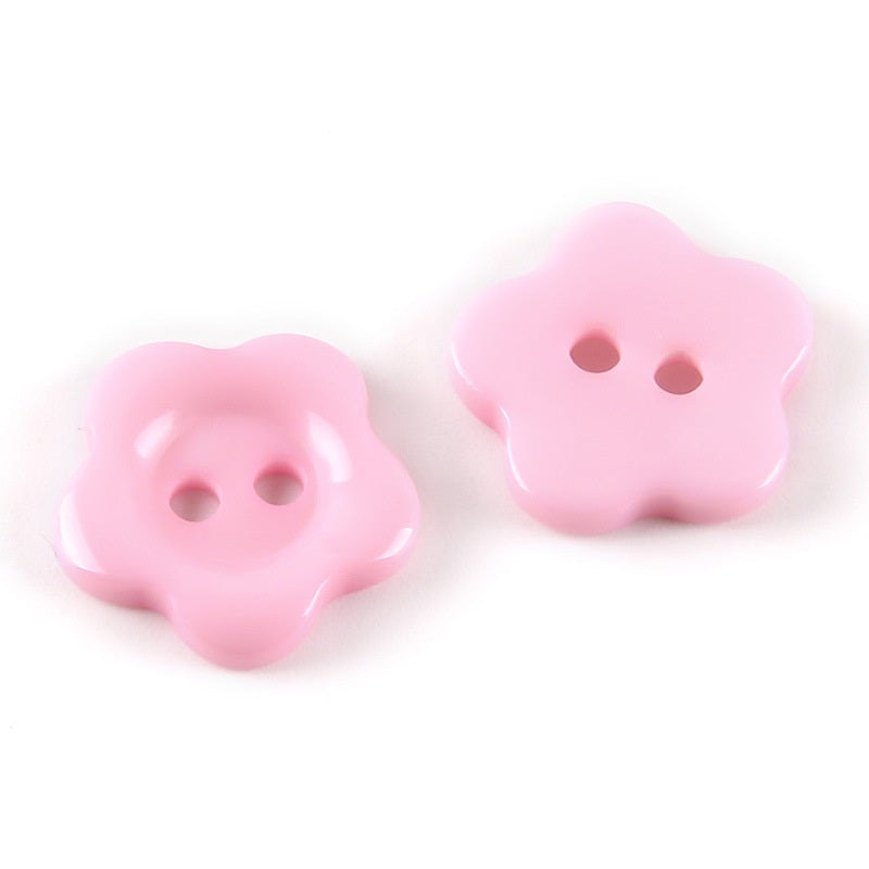 MajorCrafts 60pcs 10mm Light Pink Flower Shaped 2 Holes Resin Sew-on Buttons