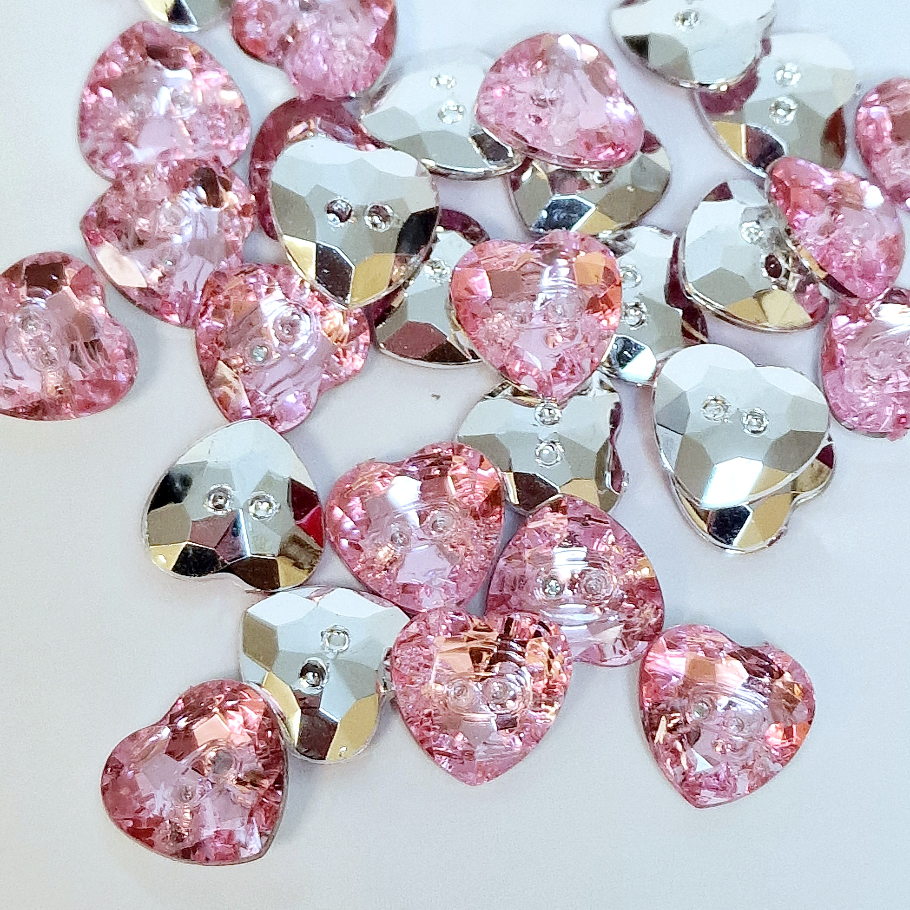 MajorCrafts 44pcs 13mm Light Pink 2 Holes Heart Small Acrylic Sewing Buttons