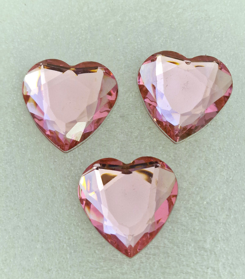 MajorCrafts 12pcs 30mm Light Pink Flat Back Large Heart Acrylic Rhinestones