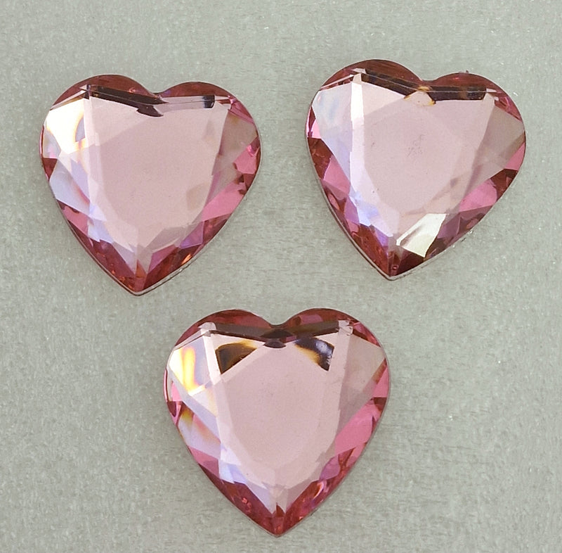 MajorCrafts 12pcs 30mm Light Pink Flat Back Large Heart Acrylic Rhinestones