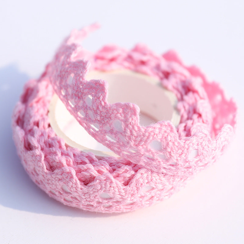 MajorCrafts 16mm 1.8metres Light Pink Self-Adhesive Fabric Crochet Lace Washi Tape