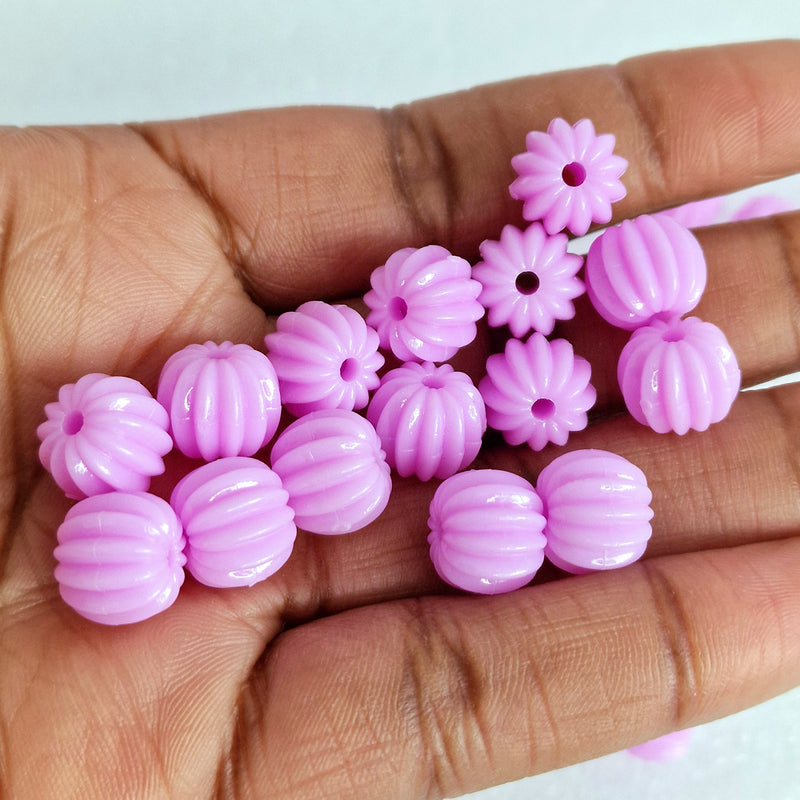MajorCrafts 48pcs 10mm Light Purple Round Pumpkin Resin Beads