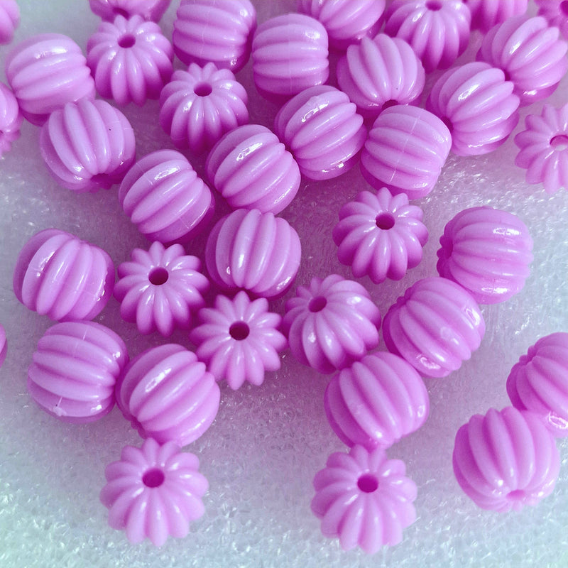 MajorCrafts 48pcs 10mm Light Purple Round Pumpkin Resin Beads