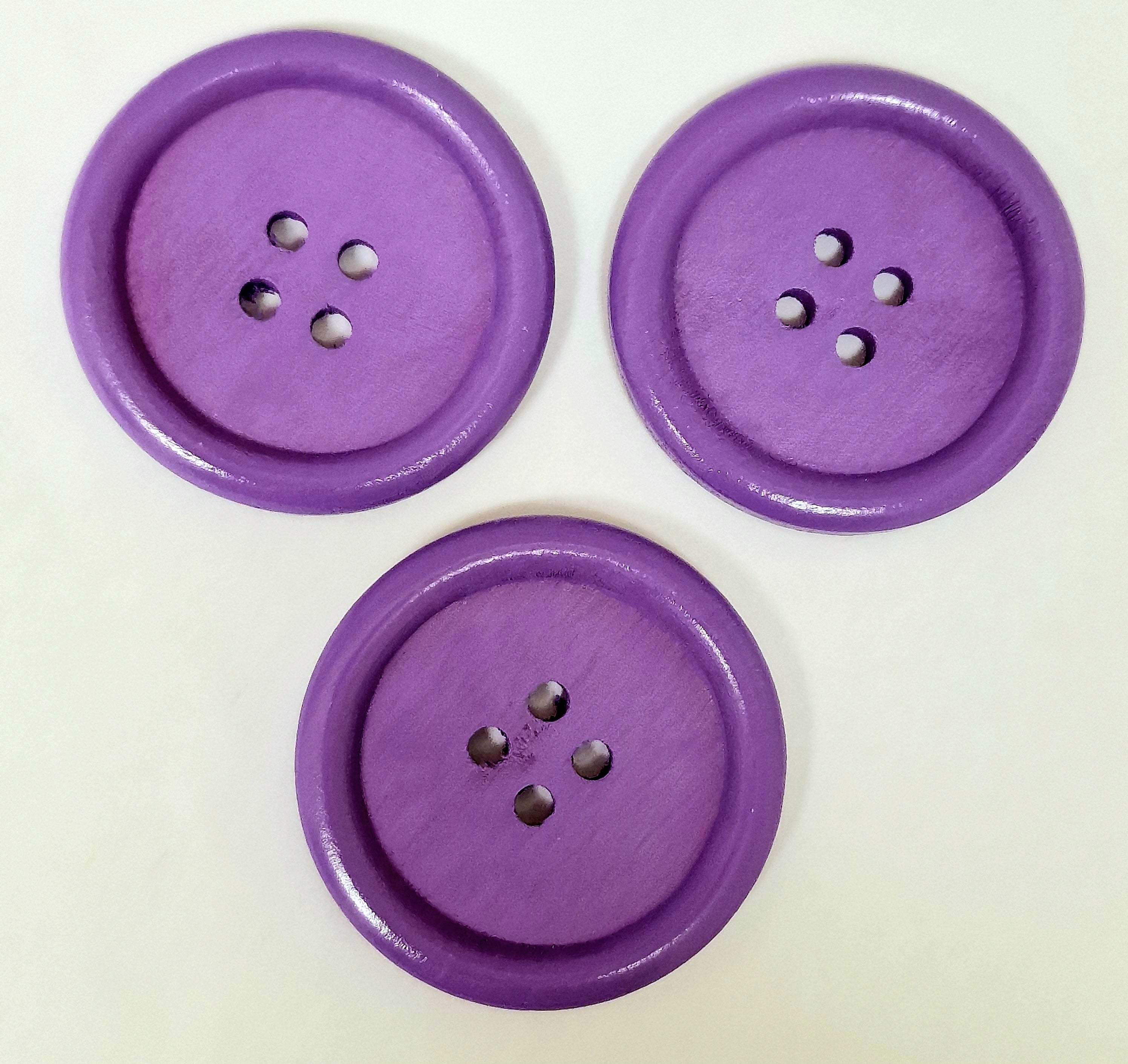 MajorCrafts 12pcs 30mm Light Purple Round 4 Holes Large Wooden Sewing Buttons