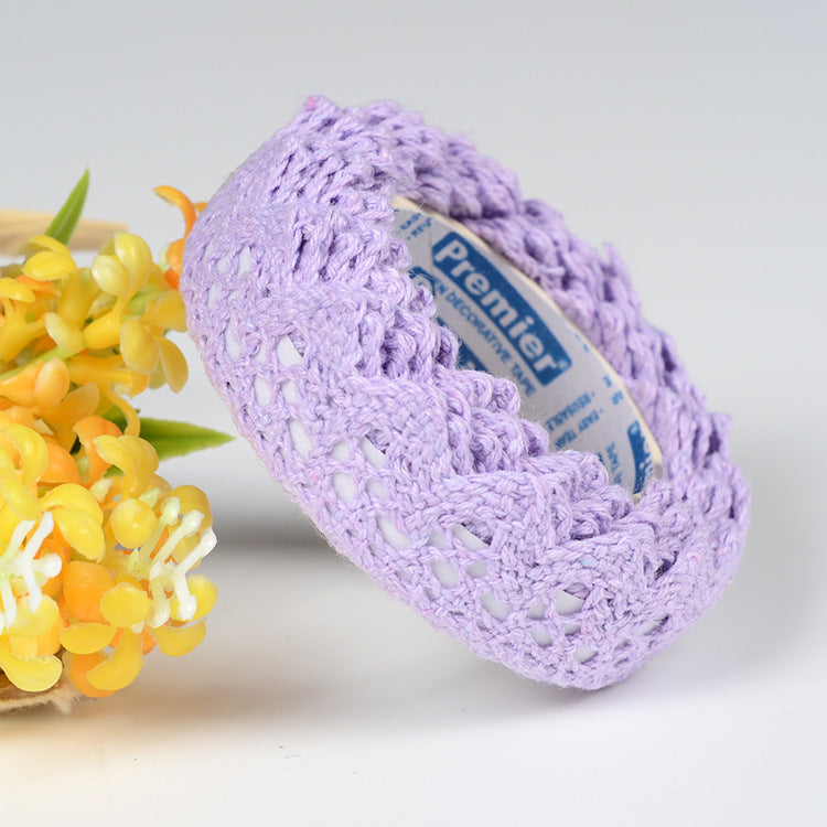 MajorCrafts 16mm 1.8metres Light Purple Self-Adhesive Fabric Crochet Lace Washi Tape