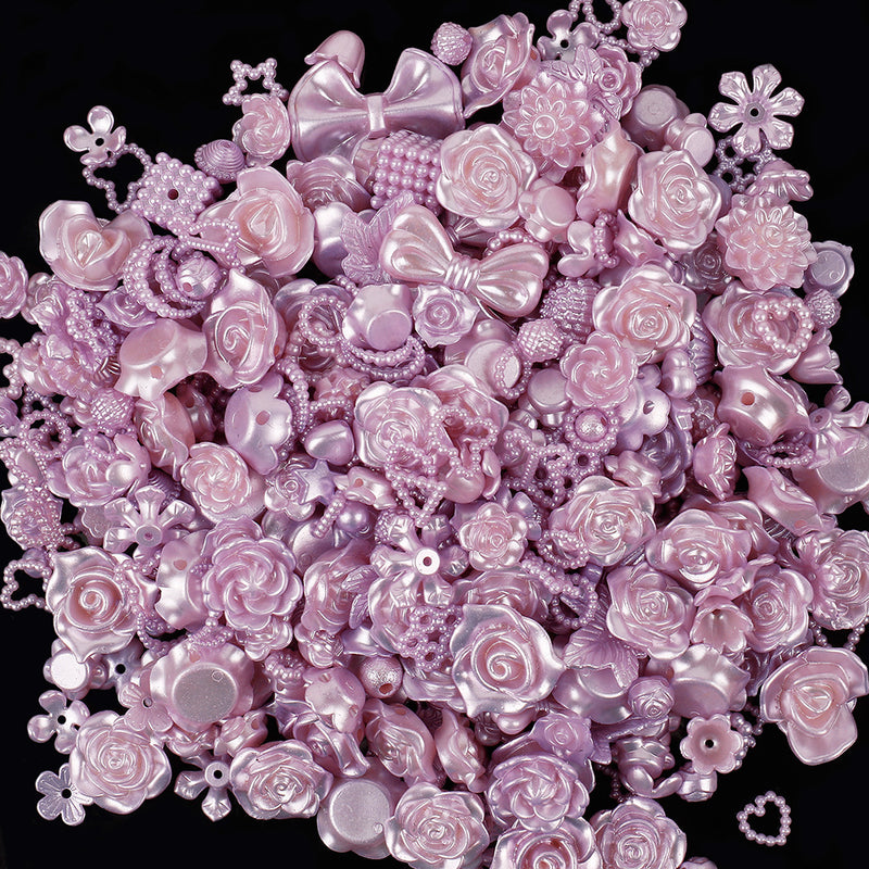 MajorCrafts 50g Light Purple Mixed Shapes Resin Pearl Embellishments