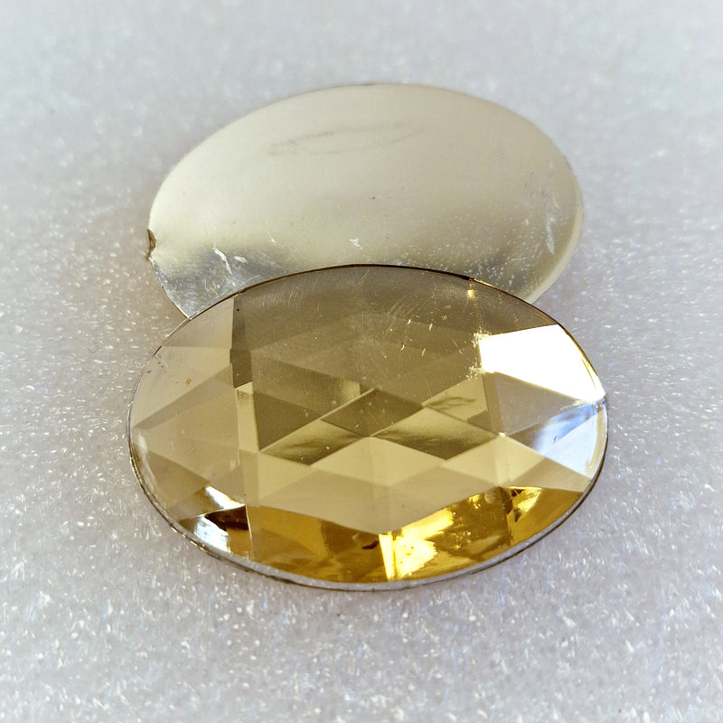 MajorCrafts 8pcs 40x30mm Light Topaz Brown Flat Back Large Oval Acrylic Rhinestones
