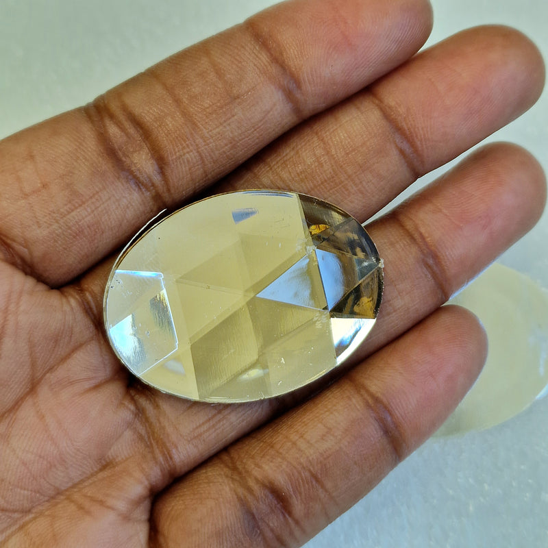 MajorCrafts 8pcs 40x30mm Light Topaz Brown Flat Back Large Oval Acrylic Rhinestones