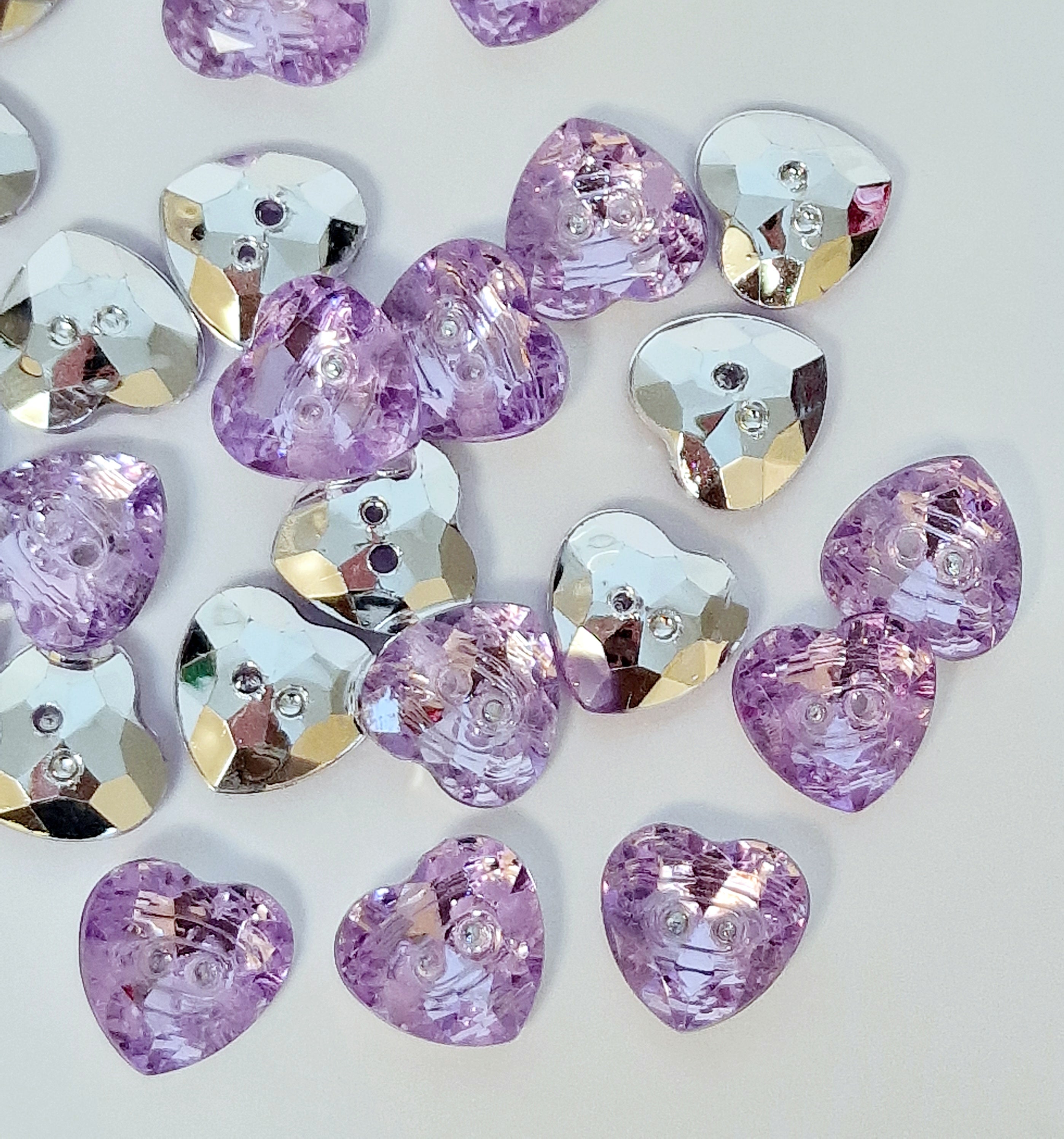 MajorCrafts 44pcs 13mm Lilac Purple 2 Holes Heart Small Acrylic Sewing Buttons