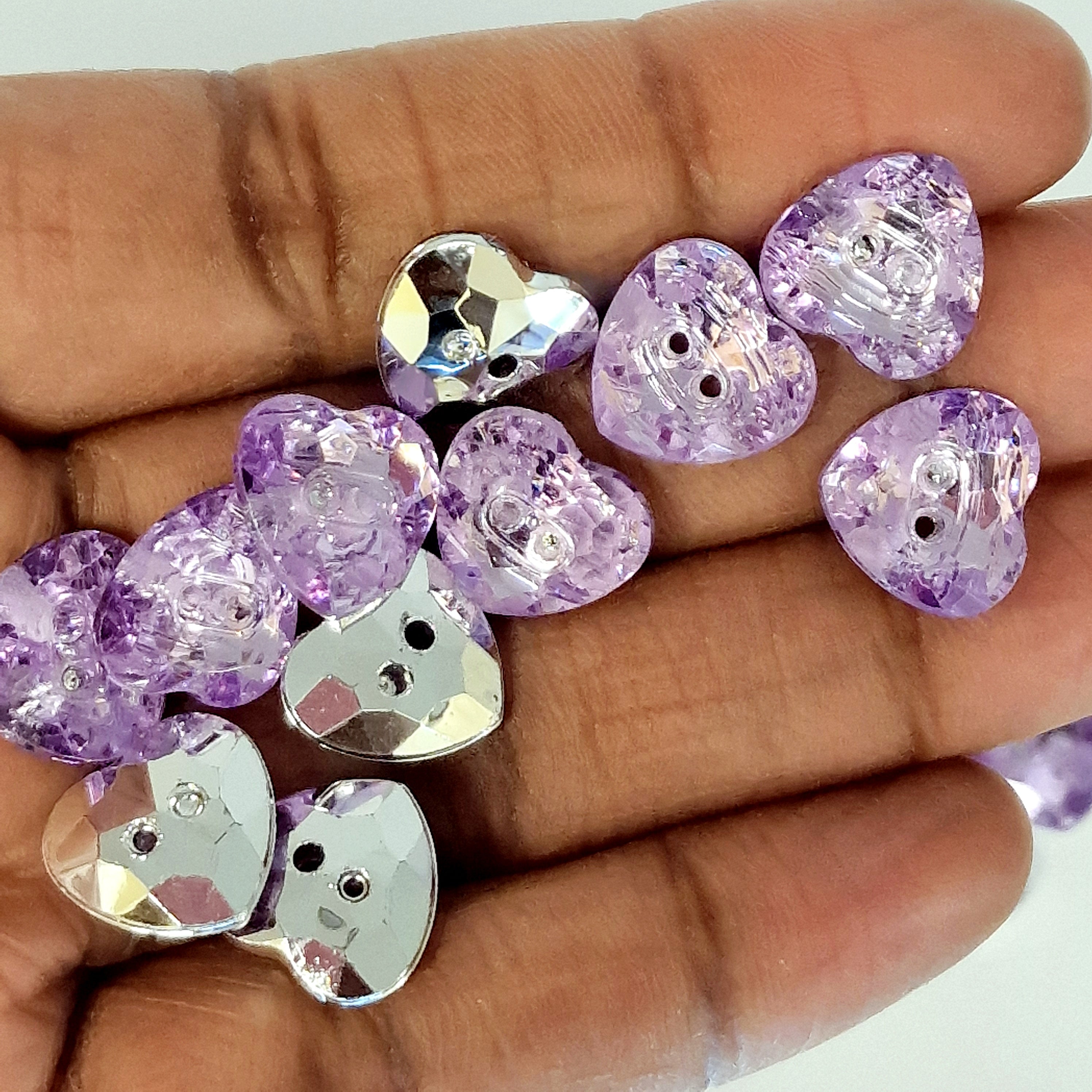 MajorCrafts 44pcs 13mm Lilac Purple 2 Holes Heart Small Acrylic Sewing Buttons
