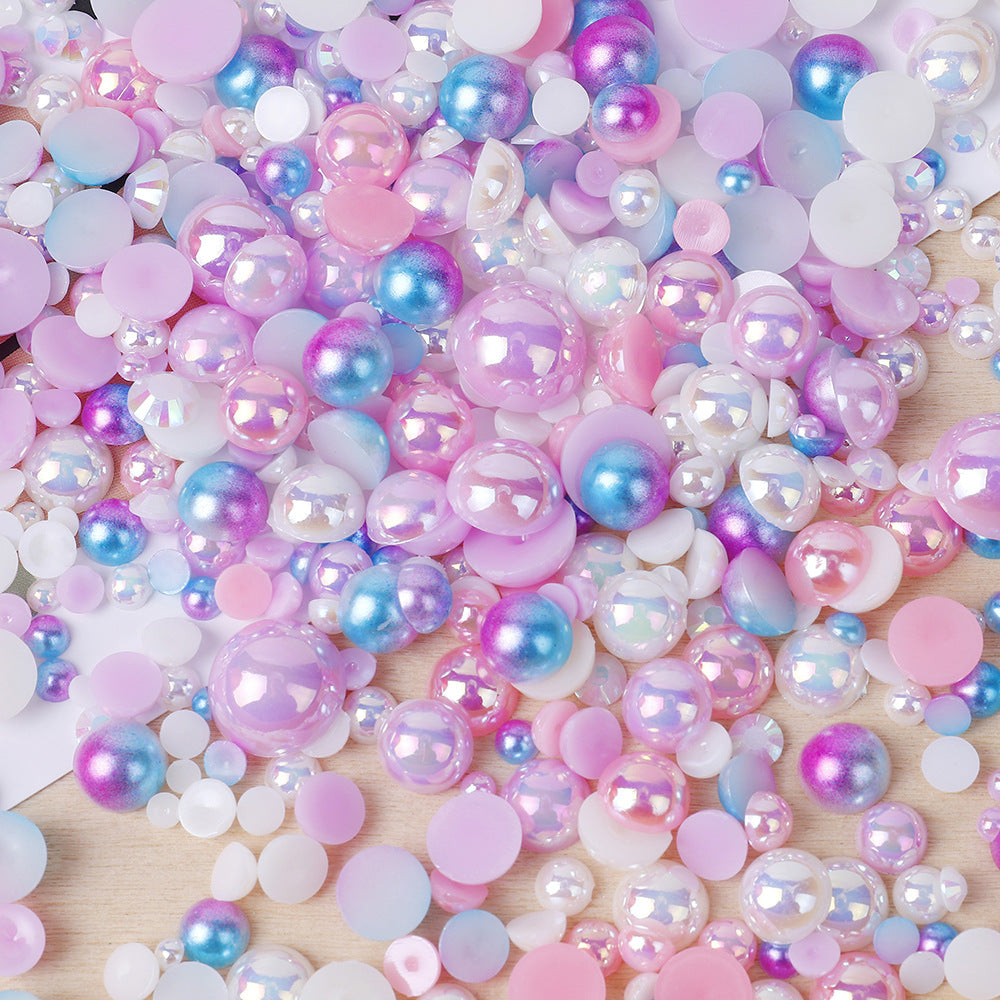 MajorCrafts 50g Mixed Light Purple Blue 3mm-10mm Flat Back Resin Rhinestones & Pearls MX10