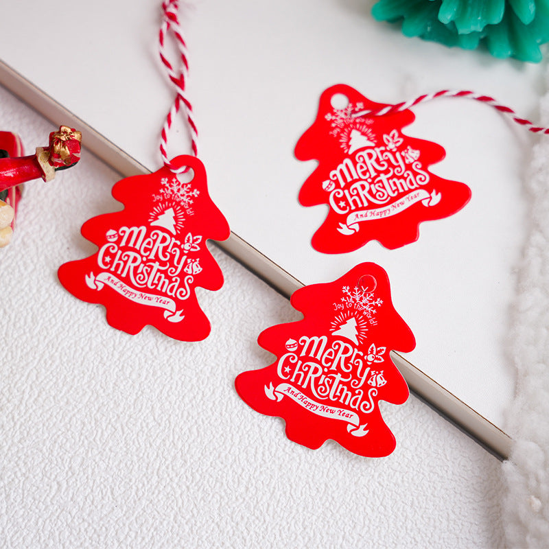 MajorCrafts 100pcs 5x5.5cm Red Christmas Tree Shaped Gift Paper Tags