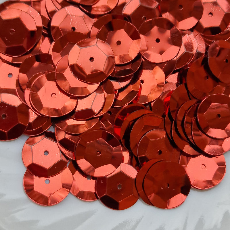 MajorCrafts 40grams 15mm Maroon Red Large Round Sew-On Cup Sequins
