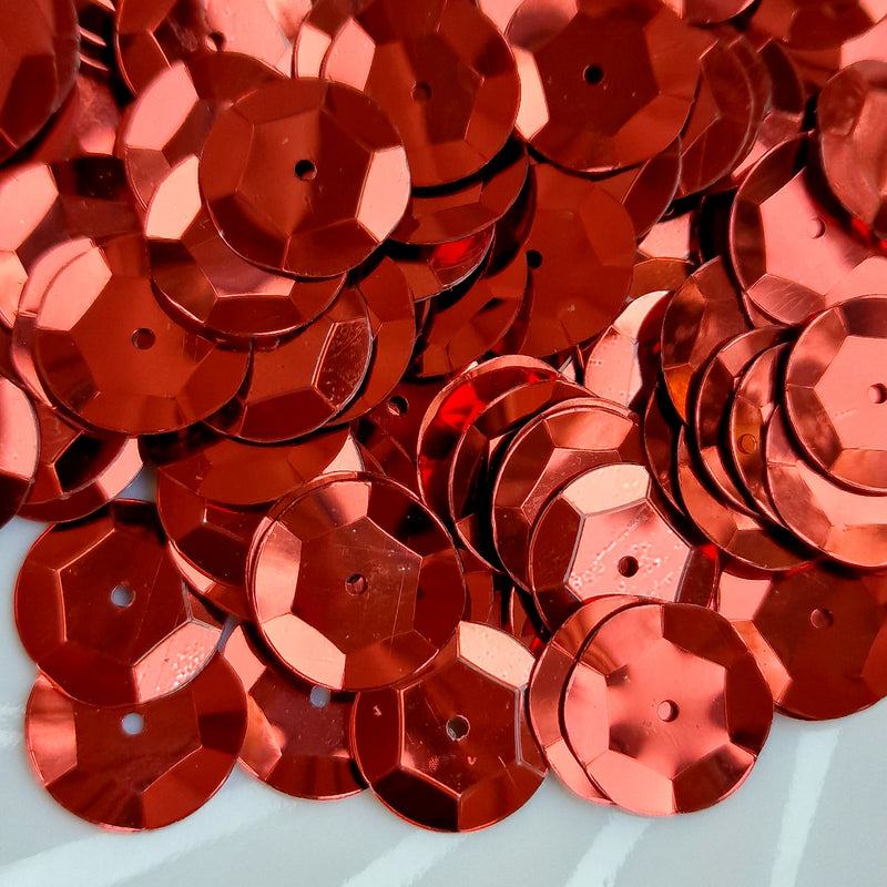 MajorCrafts 40grams 15mm Maroon Red Large Round Sew-On Cup Sequins