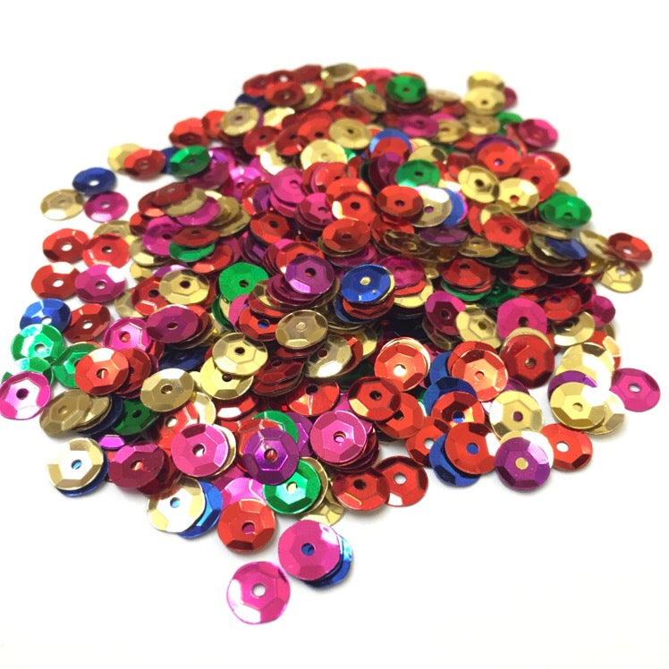MajorCrafts 40grams 12mm Mixed Colours Round Sew-On Cup Sequins Q00