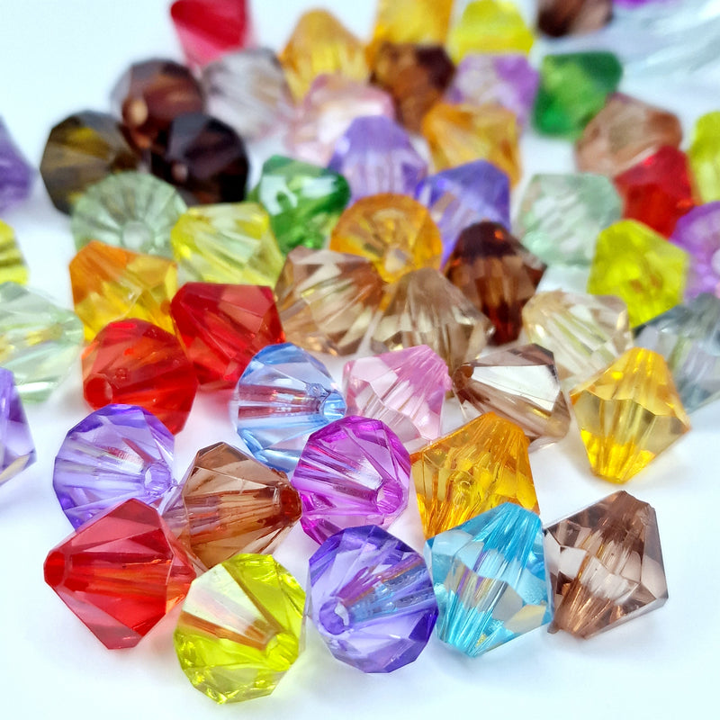 MajorCrafts 48pcs 12mm Mixed Colours Acrylic Bicone Beads