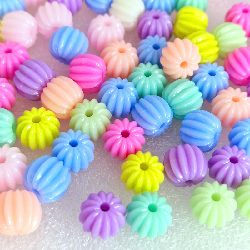 MajorCrafts 48pcs 10mm Mixed Colours Round Pumpkin Resin Beads