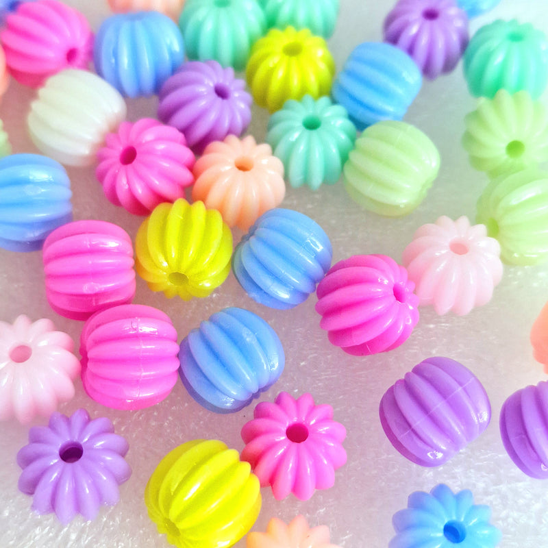 MajorCrafts 48pcs 10mm Mixed Colours Round Pumpkin Resin Beads