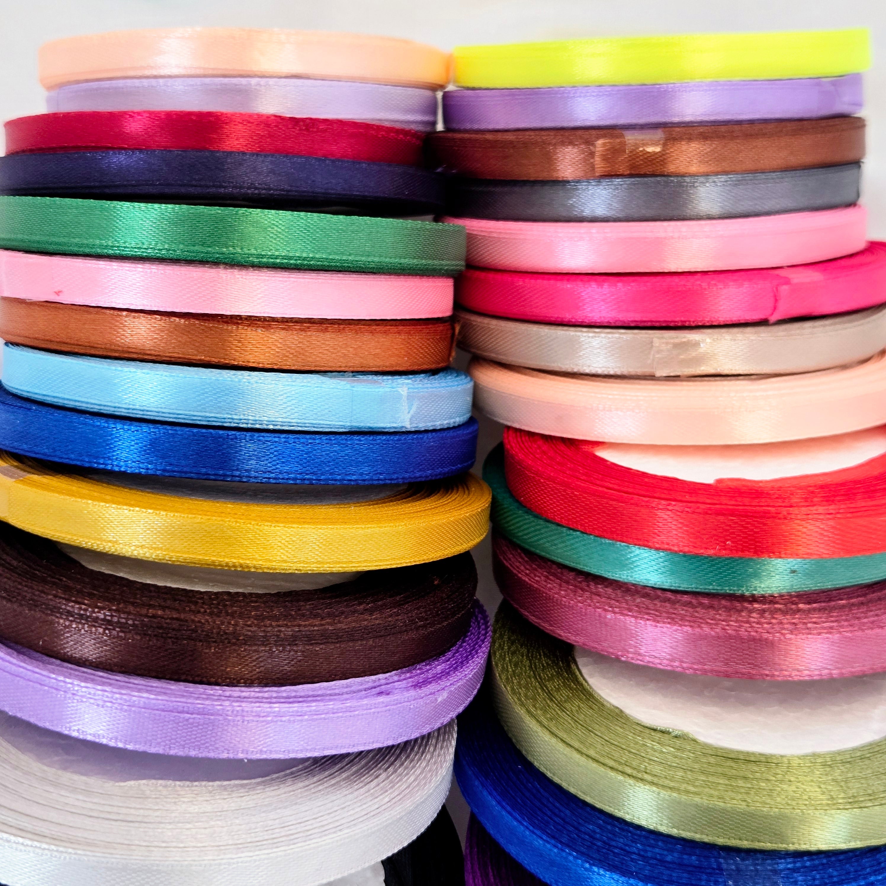 MajorCrafts 12x rolls of 10mm 22metres Mixed Colours Single Sided Satin Fabric Ribbon Rolls (300yards total)
