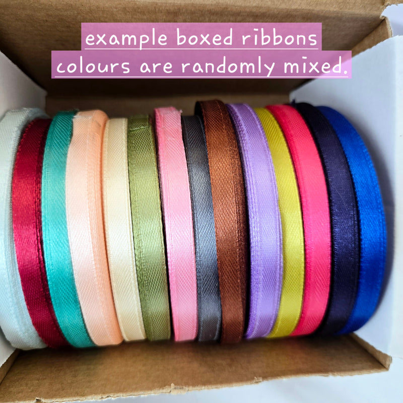 MajorCrafts 14x rolls of 6mm 22metres Mixed Colours Single Sided Satin Fabric Ribbon Rolls (350yards total)