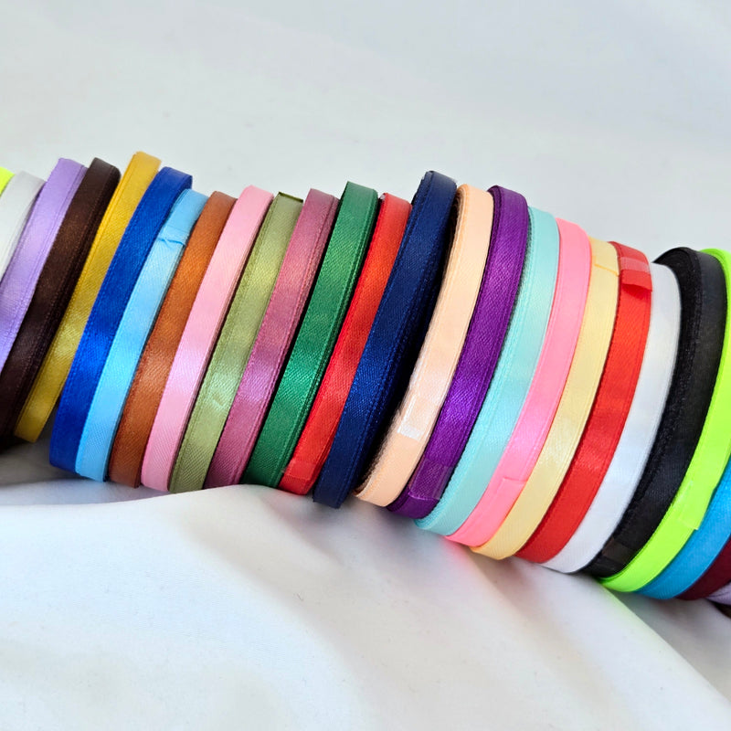 MajorCrafts 12x rolls of 10mm 22metres Mixed Colours Single Sided Satin Fabric Ribbon Rolls (300yards total)