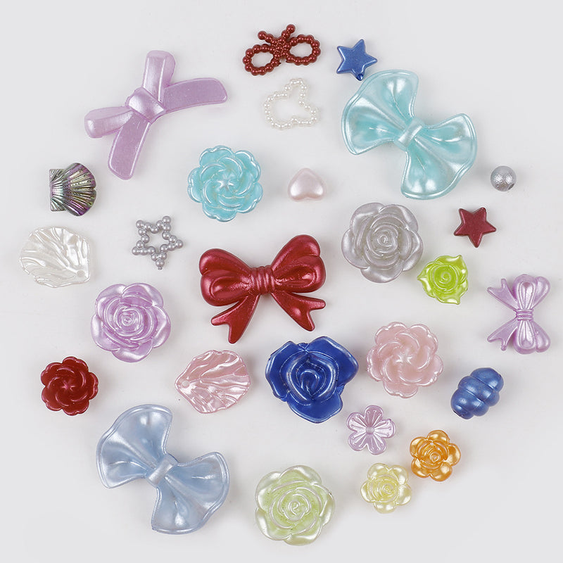 MajorCrafts 50g Green Mixed Shapes Resin Pearl Embellishments